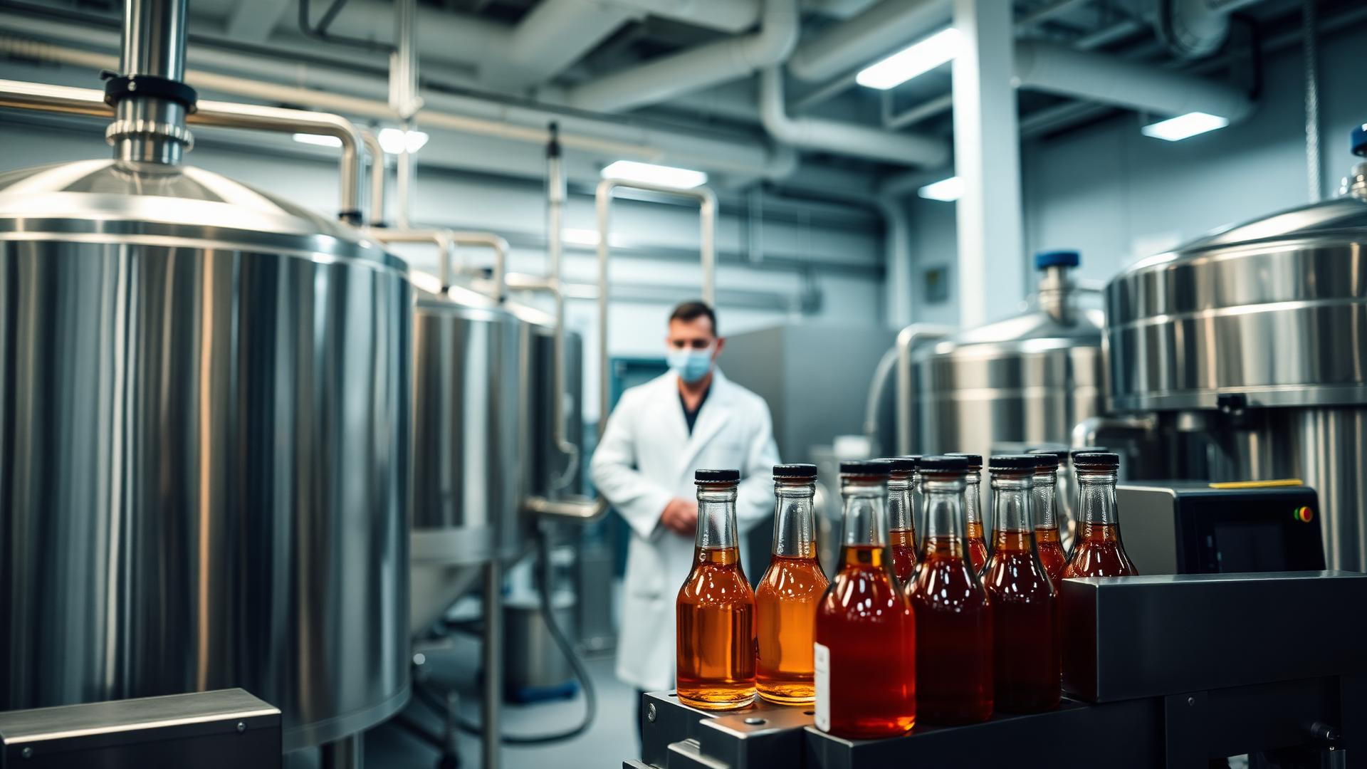 Food and beverage formulation lab with precision weighing of ingredients